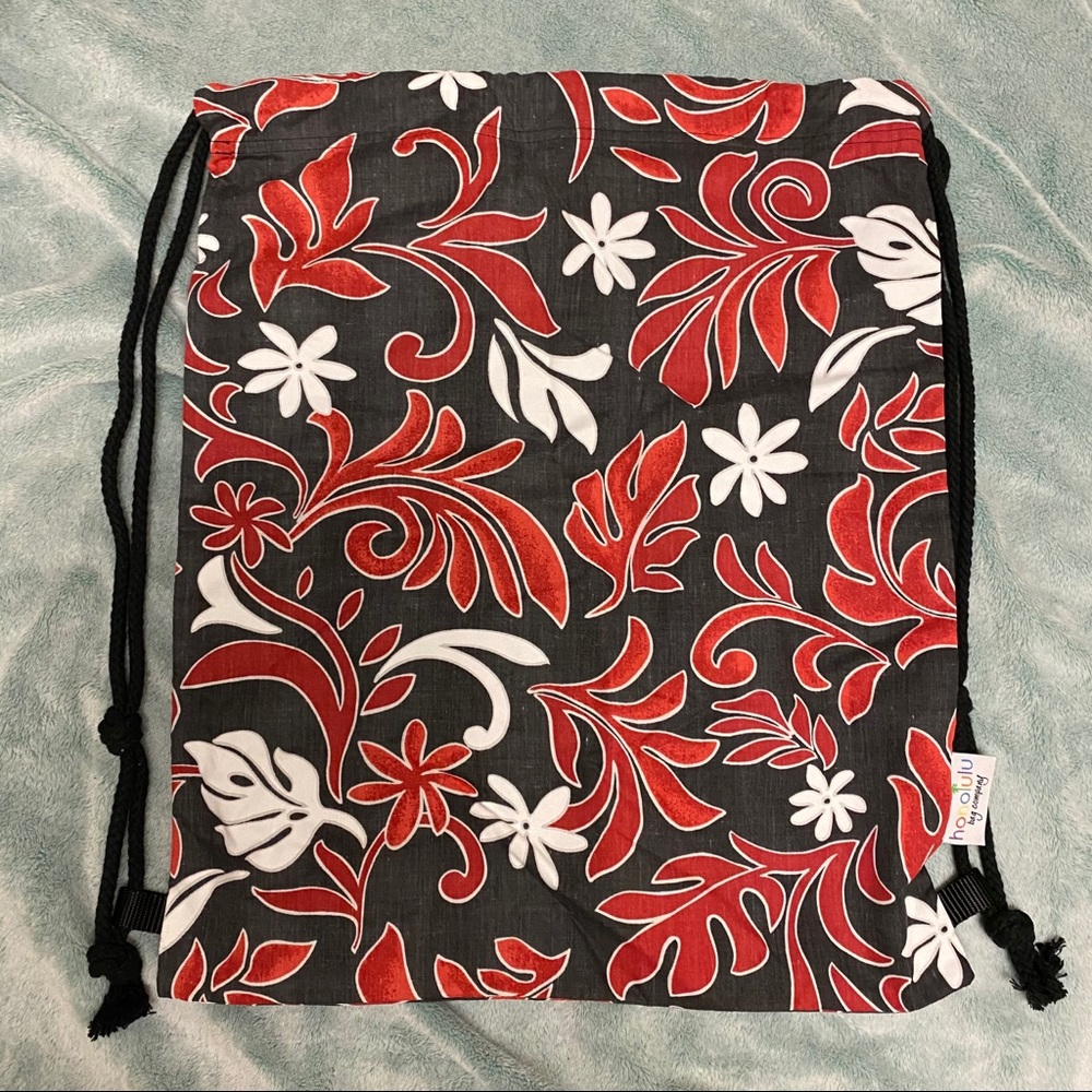 🐳 Brand new Hawaiian floral print drawstring backpack bag